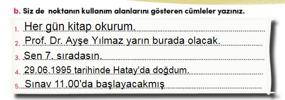 noktanın kullanım alanlarına örnekler