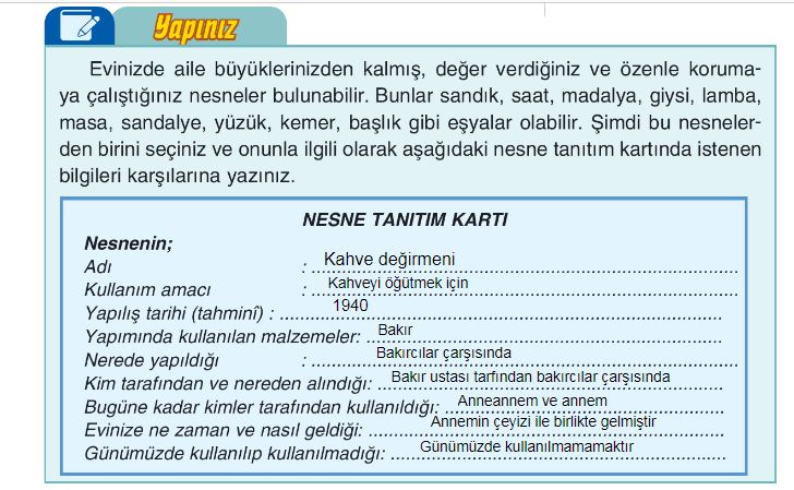 nesne tanıtım kartı