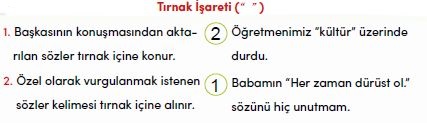 Tırnak işaretinin (“ ” ) kullanım alanlarını örnekler