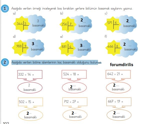 4. Sınıf Matematik Ders Kitabı 102. Sayfa Cevapları MEB Yayınları