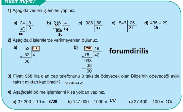 5. Sınıf Matematik Ders Kitabı 58. Sayfa Cevapları
