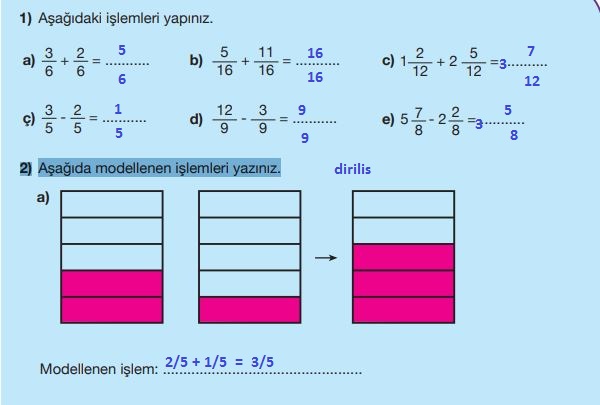 5. Sınıf Matematik Ders Kitabı 111. Sayfa Cevapları MEB