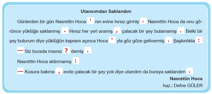 noktalama işaretlerinin kullanım yerleri