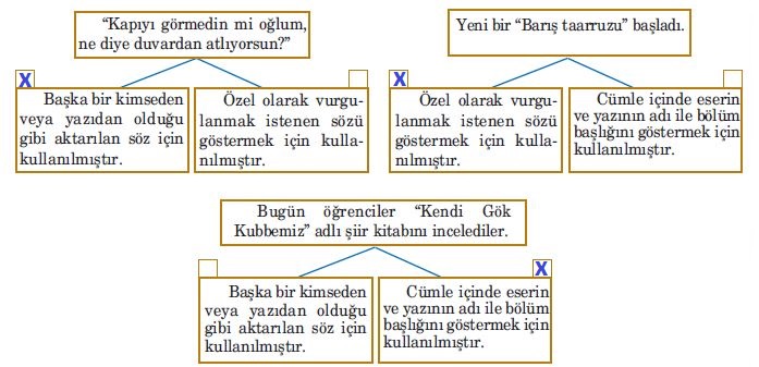 tırnak işaretinin kullanımı