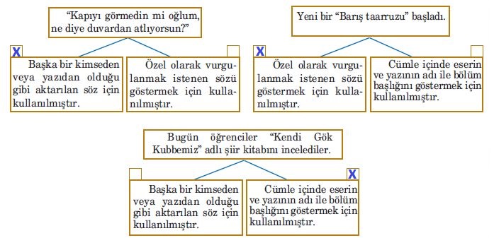 tırnak işaretinin kullanımı