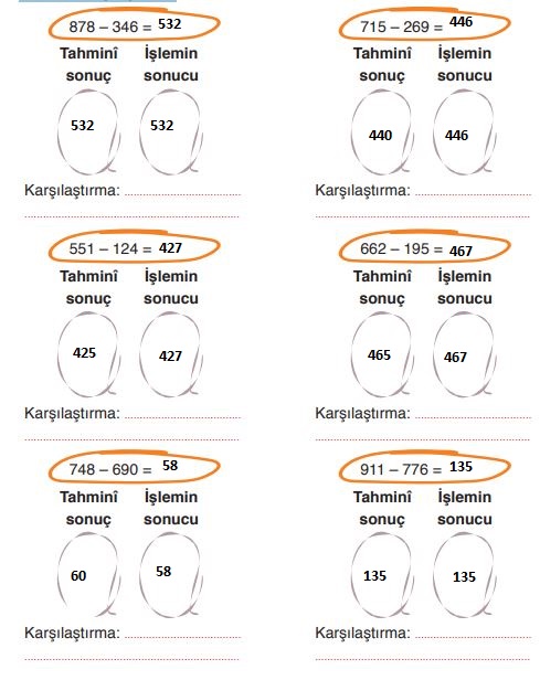 3. Sınıf Matematik Ders Kitabı 78. Sayfa Cevapları