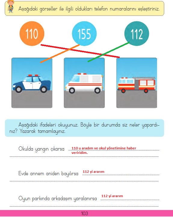 3.sınıf hayat bilgisi 103.sayfa cevapları meb yayınları