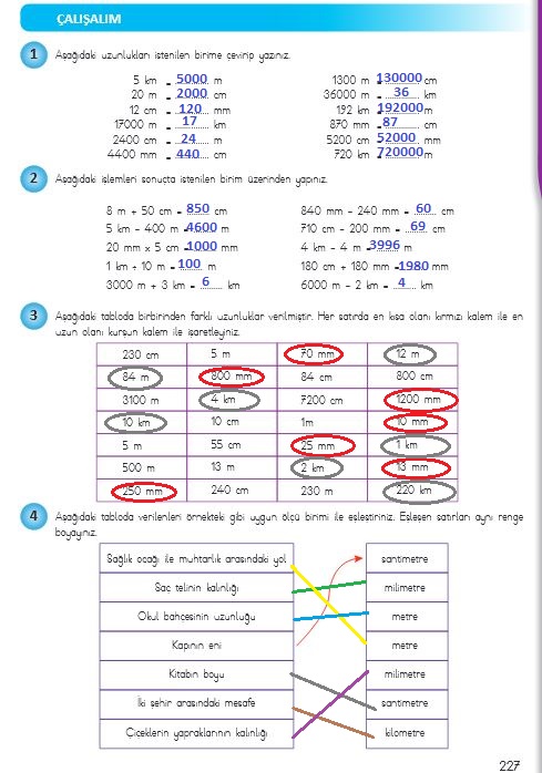 4.sınıf matematik 227.sayfa cevapları meb yayınları