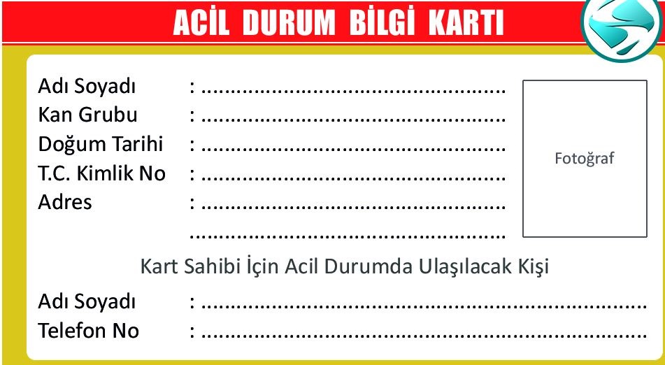 3.sınıf hayat bilgisi acil durum bilgi kartı