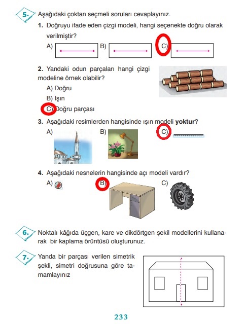 3.sınıf ada yayınları matematik 233.sayfa cevapları