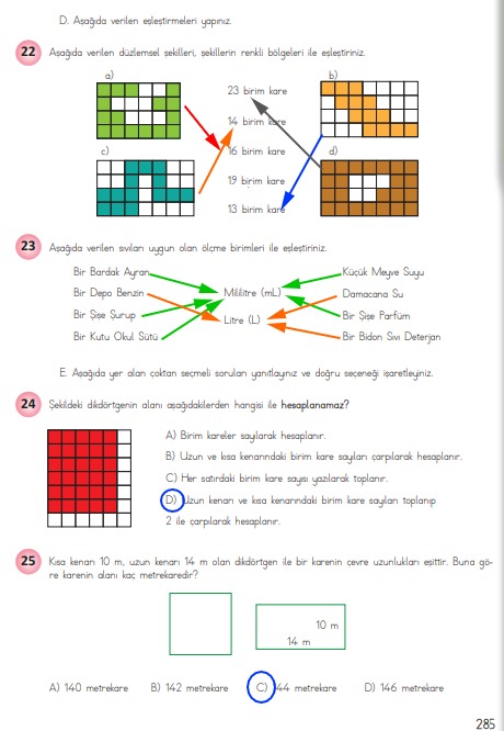 4.sınıf matematik 285.sayfa cevapları meb yayınları