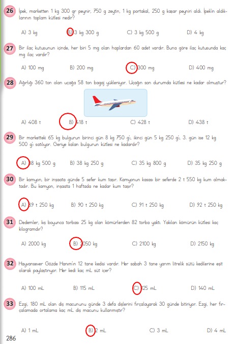 4.sınıf matematik 286.sayfa cevapları meb yayınları