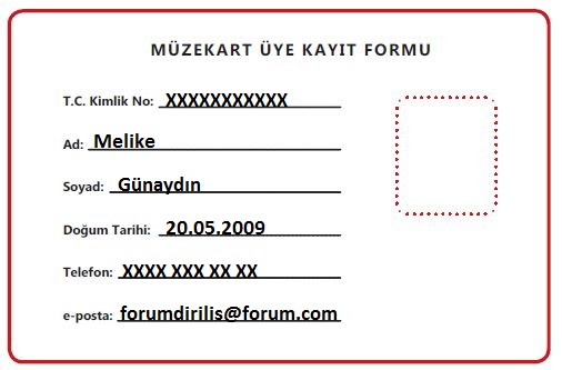 Müzekart Üye Kayıt Formu