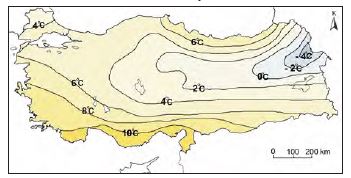 Türkiye İzoterm Haritası