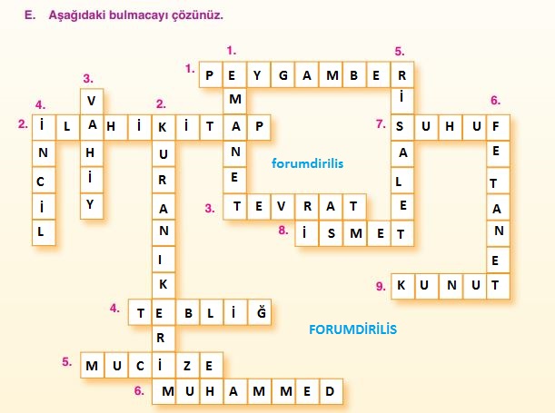 6. sınıf din 30. sayfa bulmaca