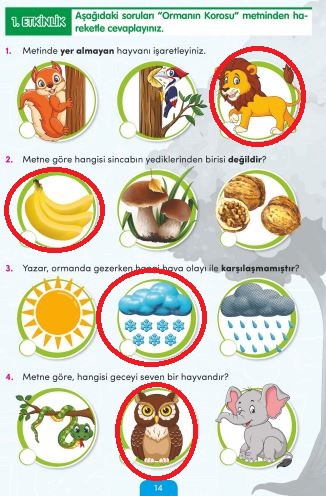 3. sınıf çalışma kitabı 14. sayfa