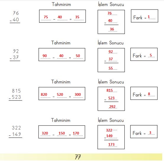 3. sınıf matematik meb 77. sayfa cevapları