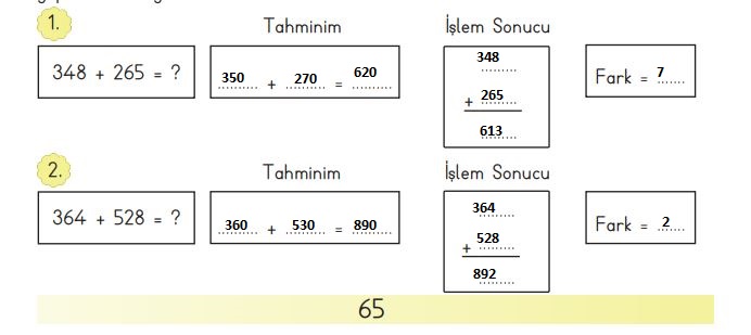 3. sınıf meb yayınları matematik sayfa 65