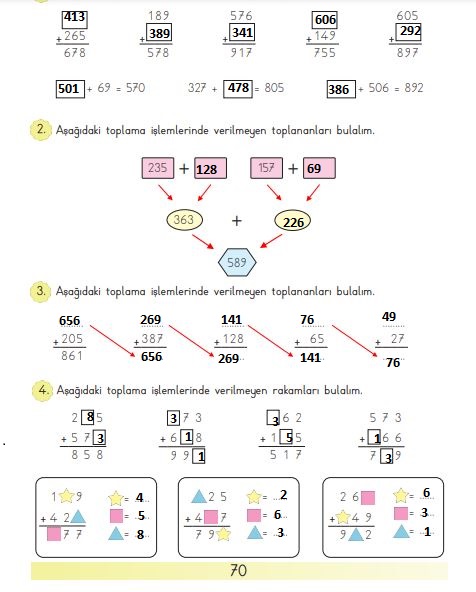 3. sınıf matematik 70. sayfa cevapları meb