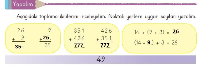 3. sınıf matematik 49. sayfa meb