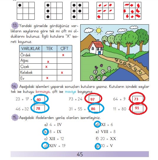 3. sınıf matematik sayfa 45