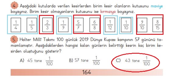 3. sınıf matematik sayfa 164 cevapları