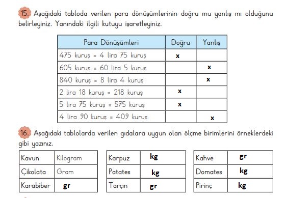 3. sınıf matematik sayfa 167