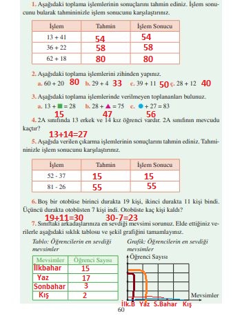 3. sınıf matematik 60. sayfa cevapları tuna yayınları