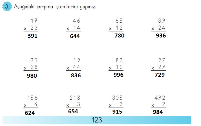 3. sınıf meb matematik 123. sayfa 3. soru cevapları