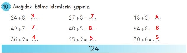 3. sınıf matematik 124. sayfa 10. soru cevapları