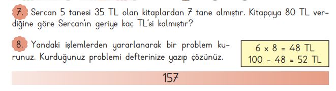 3. Sınıf Matematik 157. Sayfa Cevapları Meb 