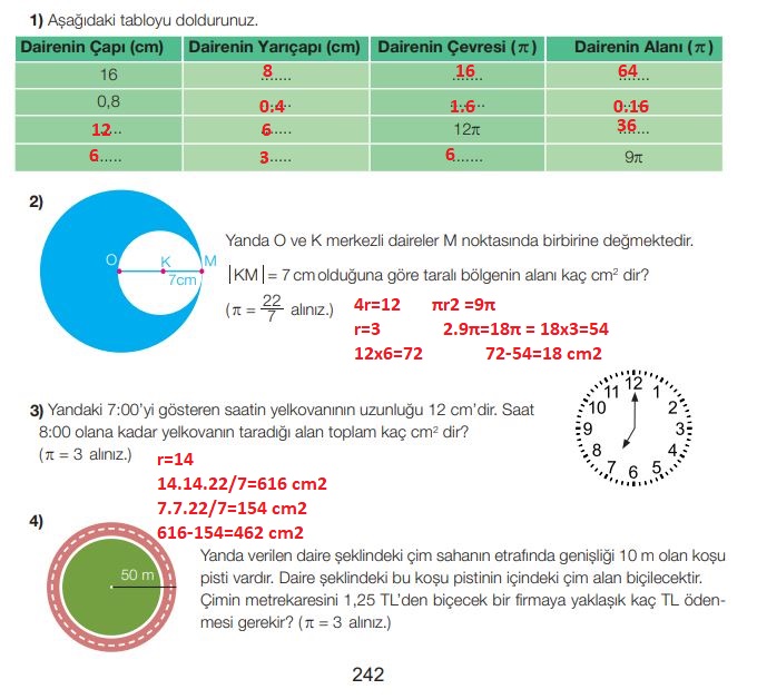 7. sınıf matematik 242. sayfa cevapları