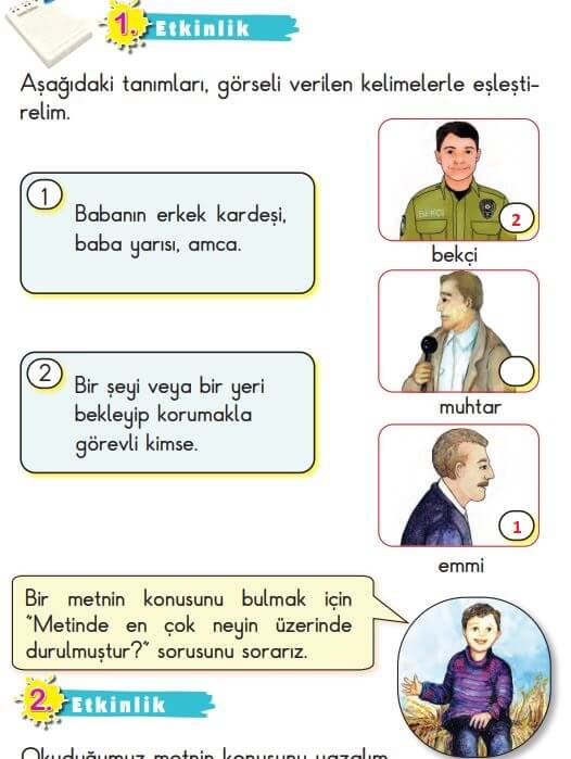 2. sınıf meb yayınları türkçe 29. sayfa eşleştirmeler