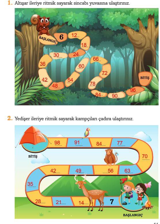 altışar ve yedişer ritmik sayma