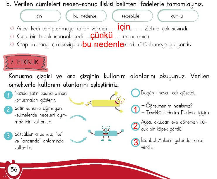 kısa çizgi kullanım yerleri