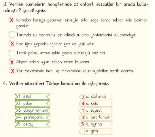 4. Sınıf Türkçe Ders Kitabı Sayfa 39 Cevapları Meb 