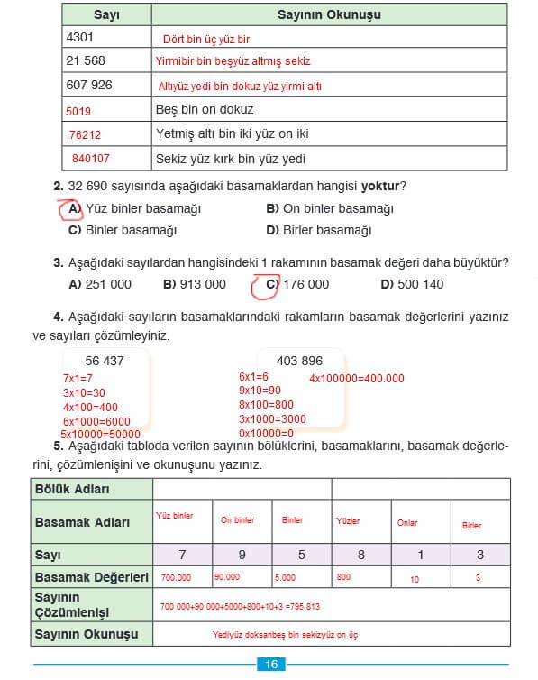 4. sınıf matematik sayfa 16 ada yay.