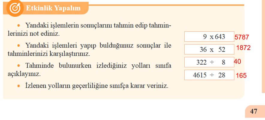 5. sınıf matematik ders kitabı sayfa 47 cevapları özgün yayınları