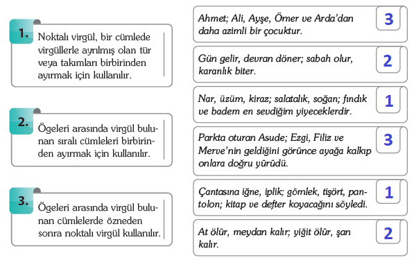 Noktalı Virgülün Kullanıldığı Yerler