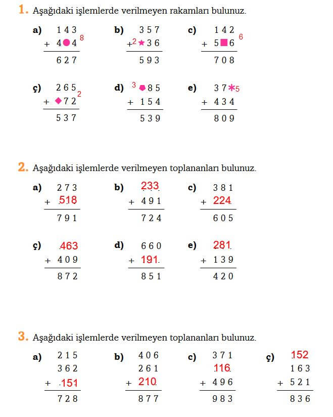 3. Sınıf Matematik Ders Kitabı Sayfa 80 Cevapları Ekoyay 