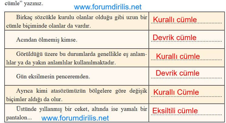 Kurallı-devrik-eksiltili cümle örnekleri