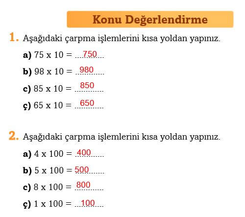 3. Sınıf Matematik Ders Kitabı Sayfa 126 Cevapları Ekoyay 