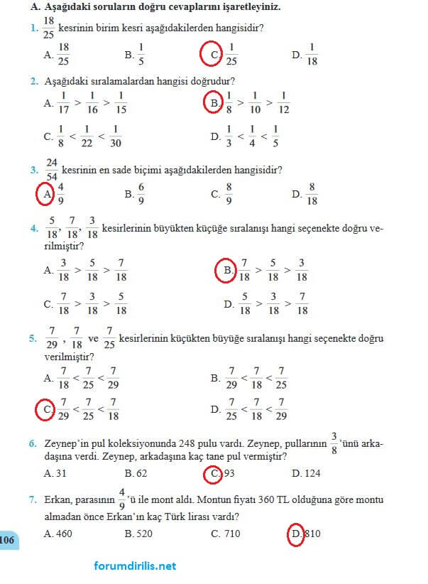 5. sınıf matematik ders kitabı sayfa 106 cevapları özgün yayın