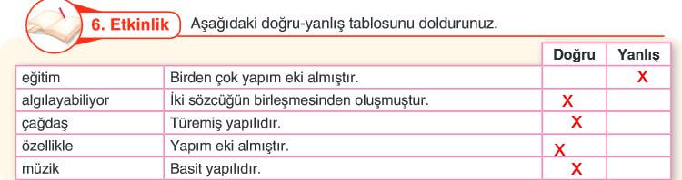 6. Sınıf Türkçe Ders Kitabı Sayfa 159. sayfa 6. etkinlik Cevapları Anka Yayın