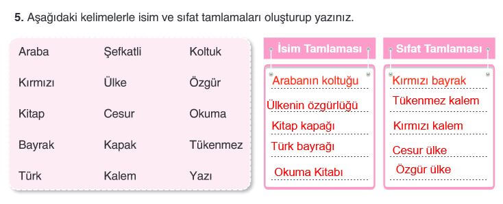 isim ve sıfat tamlamaları