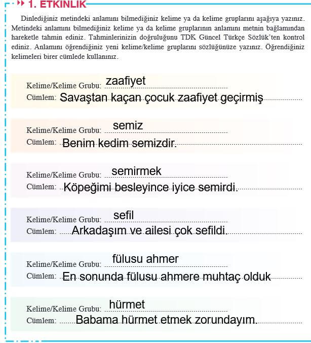 8. sınıf türkçe ders kitabı sayfa 184 cevapları ferman yayın