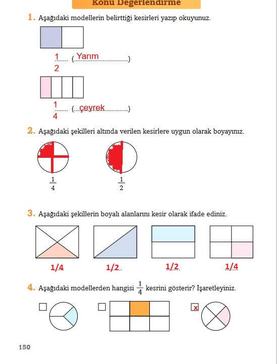 3. Sınıf Matematik Sayfa 150 Cevapları Ekoyay 