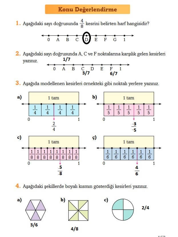 3. Sınıf Matematik Sayfa 163 Cevapları Ekoyay 