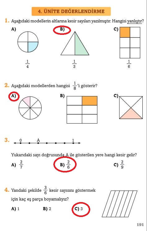 3. Sınıf Matematik Sayfa 191 Cevapları Ekoyay 