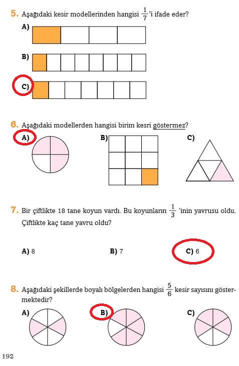 3. Sınıf Matematik Sayfa 192 Cevapları Ekoyay 